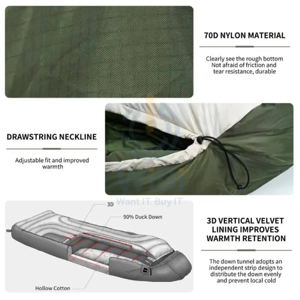 Naturehike XR750 Snow Melt Down Sleeping Bag - Green Outdoor & Travel > Bags