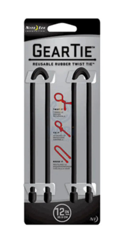 NiteIze Gear Tie® Reusable Rubber Twist Tie 12 in. - 2 Pack - Black Accessories > Other Accessories