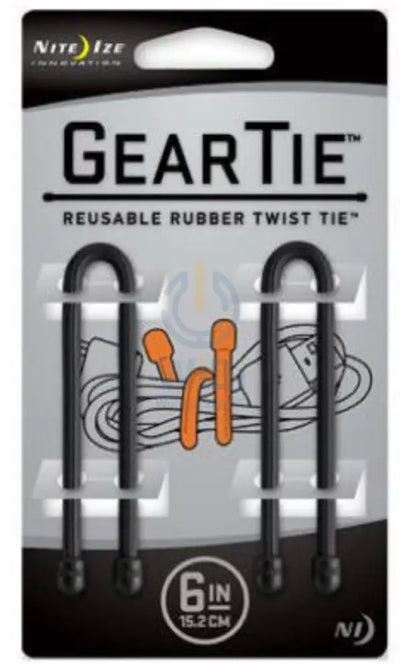 NiteIze Gear Tie® Reusable Rubber Twist Tie 6 in. - 2 Pack - Black Accessories > Other Accessories
