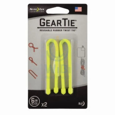 NiteIze Gear Tie® Reusable Rubber Twist Tie 6 in. - 2 Pack - Neon Yellow Accessories > Other Accessories