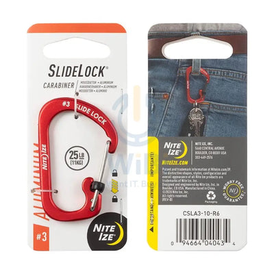NiteIze SlideLock® Carabiner Aluminum #3 - Red Accessories > Other Accessories