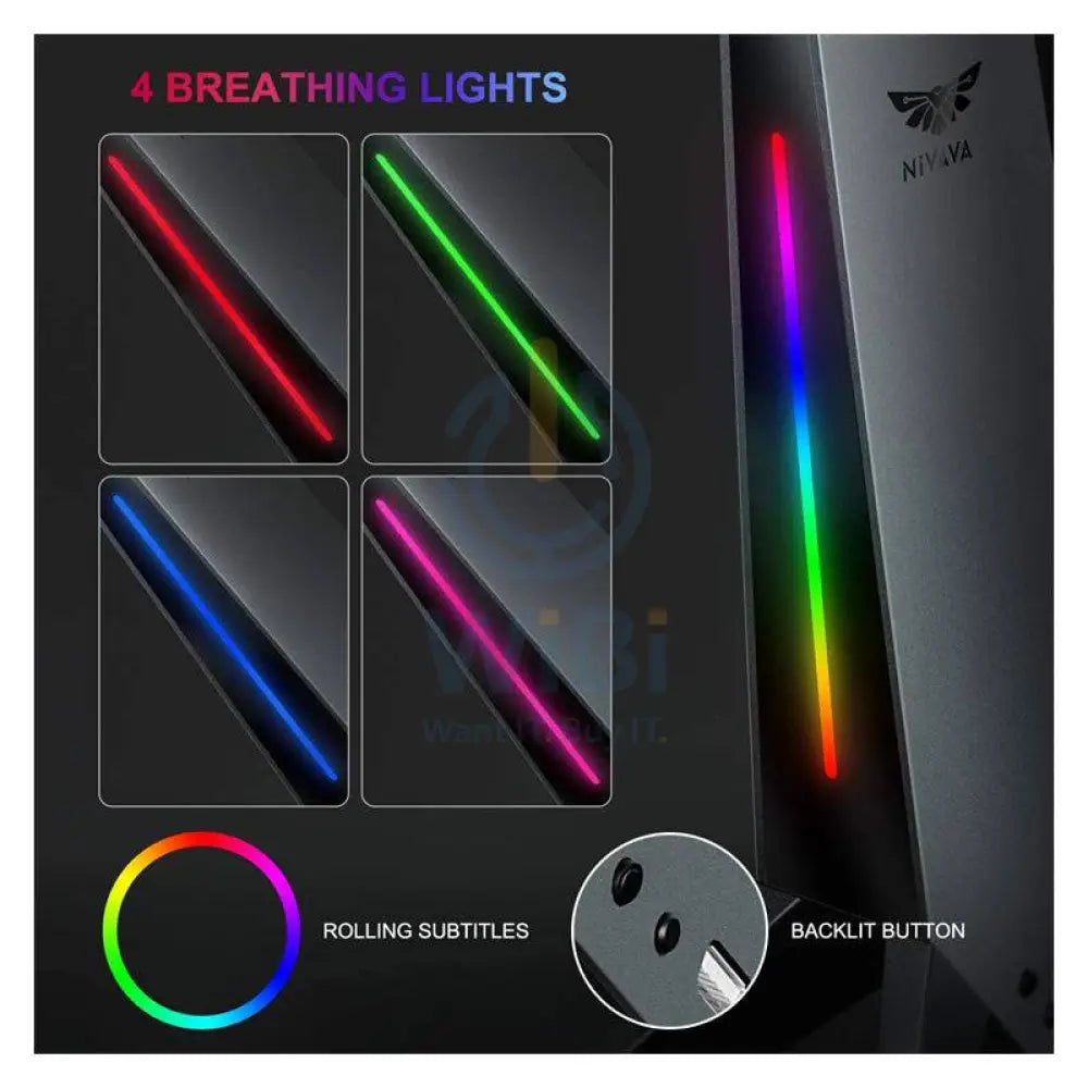 Nivana C8 RGB Headphone Stand - 3.5mm / USB / Grey