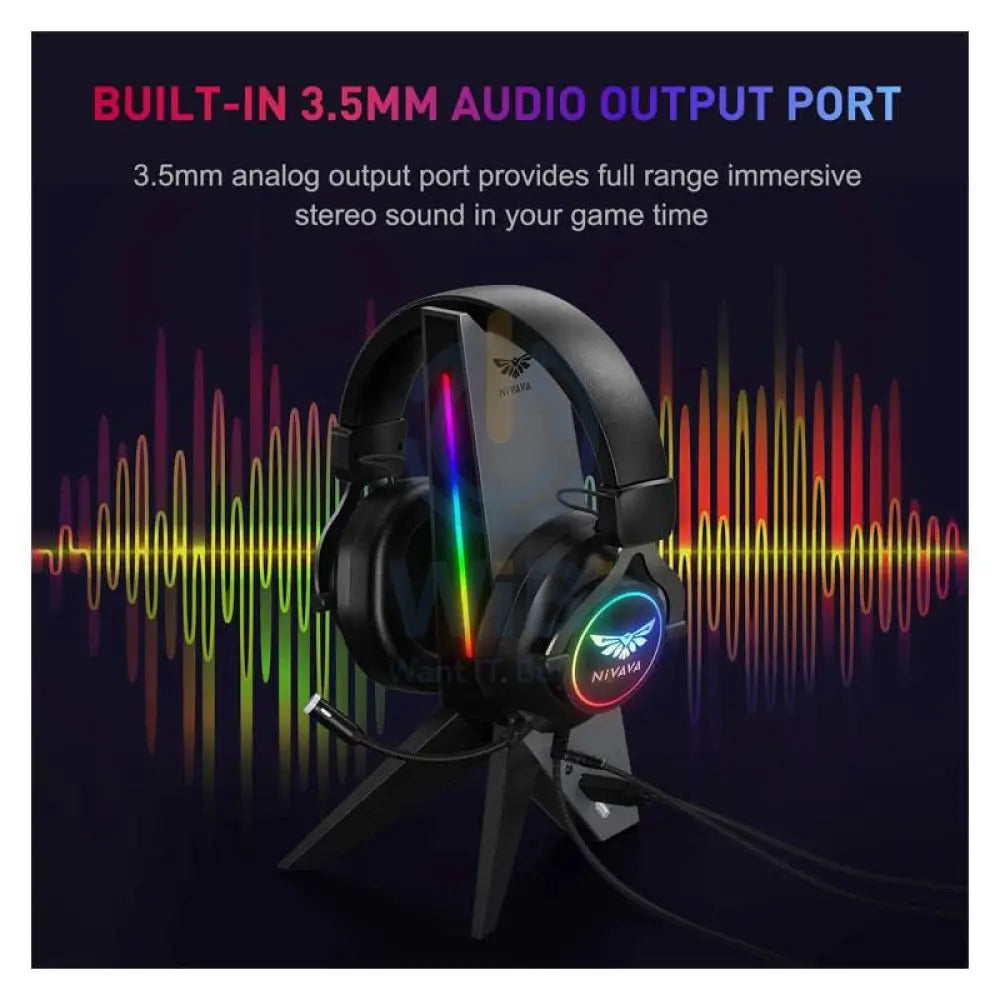 Nivana C8 RGB Headphone Stand - 3.5mm / USB / Grey