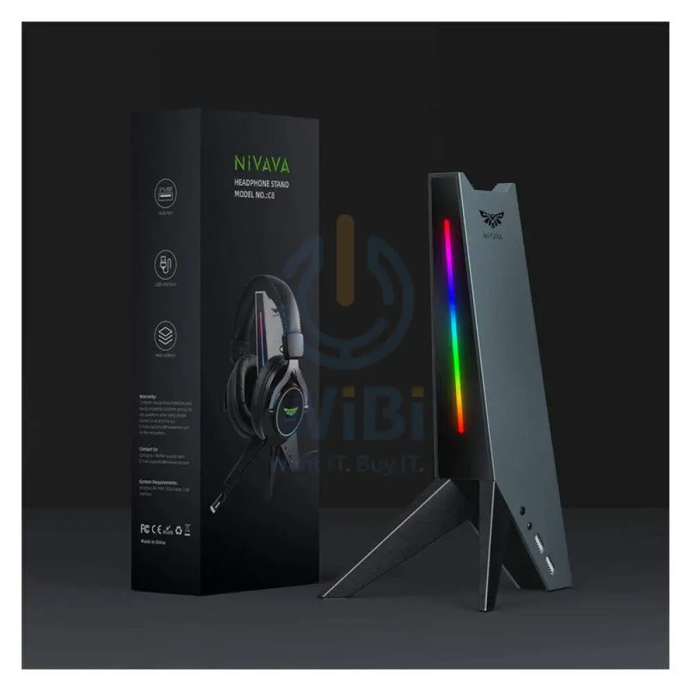 Nivana C8 RGB Headphone Stand - 3.5mm / USB / Grey