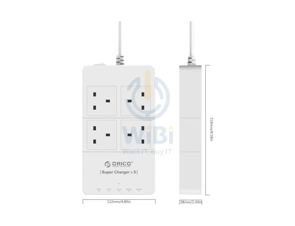 ORICO 4 AC Outlets and 5 USB Charger Surge Protector - White Accessories > Power > Power Protection > Surge Protector