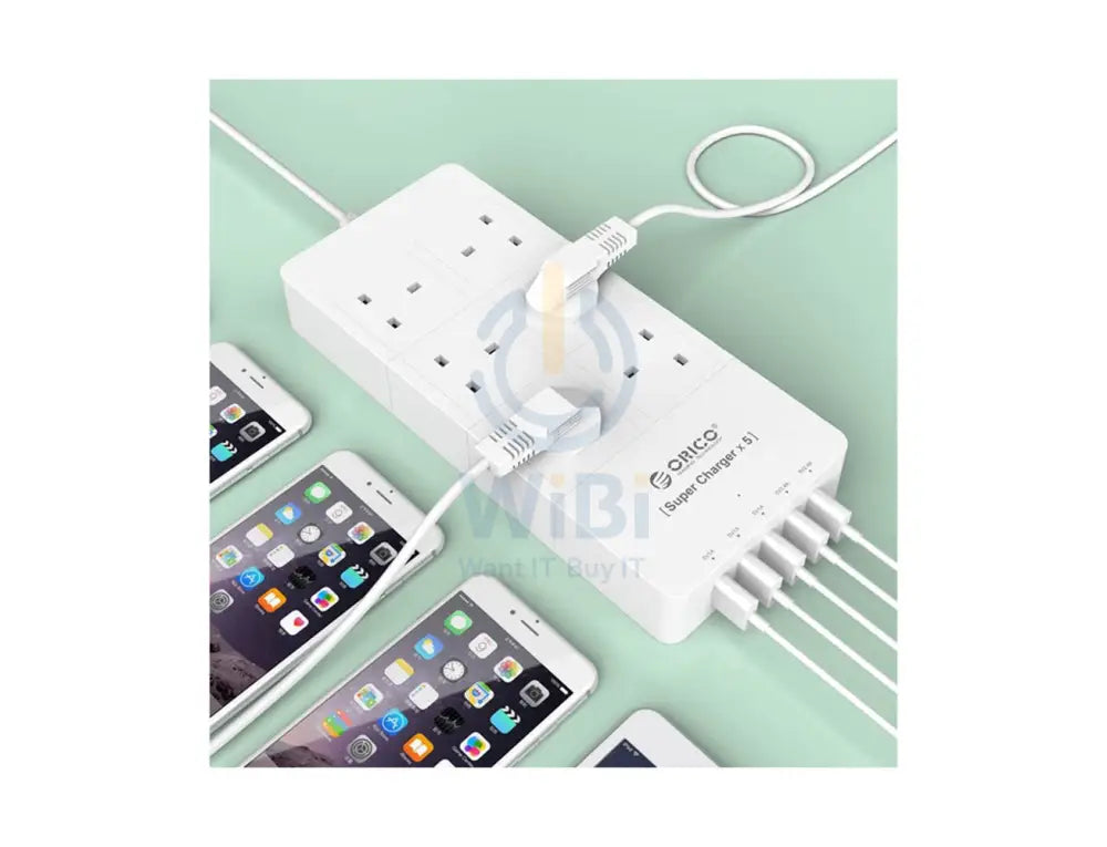 ORICO 6 Ac Outlet Surge Protector With 5 USB Charging Port - White Accessories > Power > Power Protection > Surge