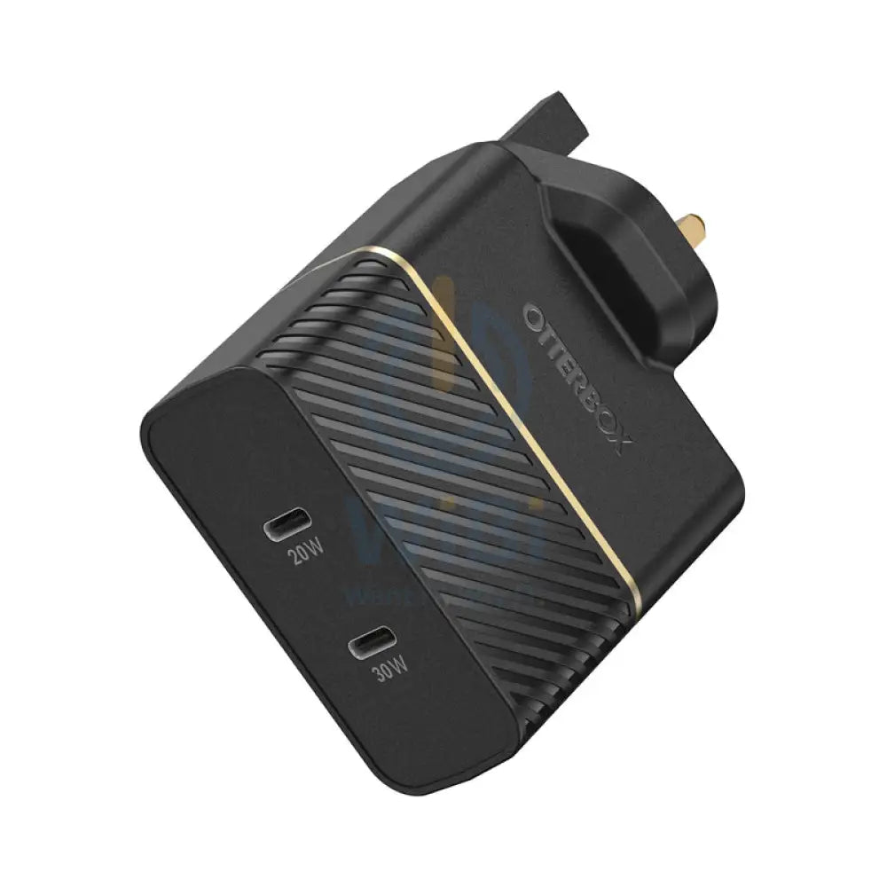 OtterBox USB-C 50W Dual Port Wall Charger - 50W / 1x 30W USB-C / 1x 20W USB-C / Black
