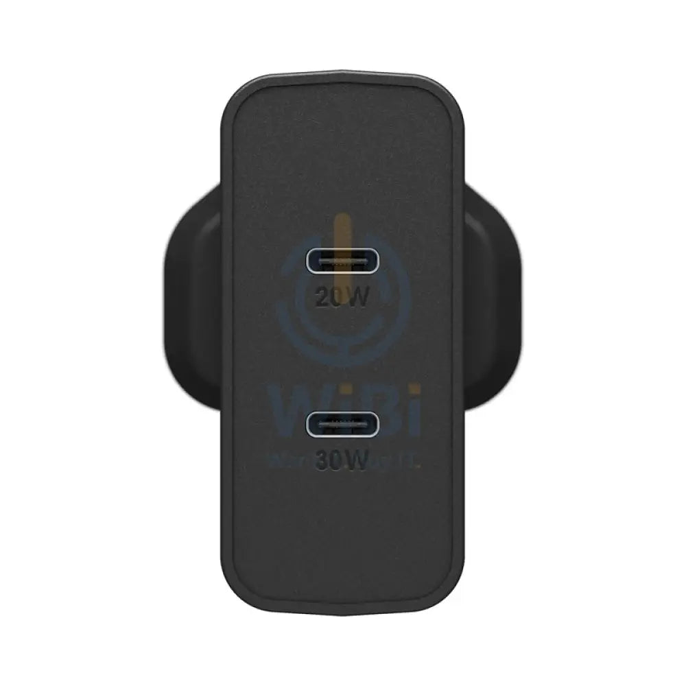 OtterBox USB-C 50W Dual Port Wall Charger - 50W / 1x 30W USB-C / 1x 20W USB-C / Black