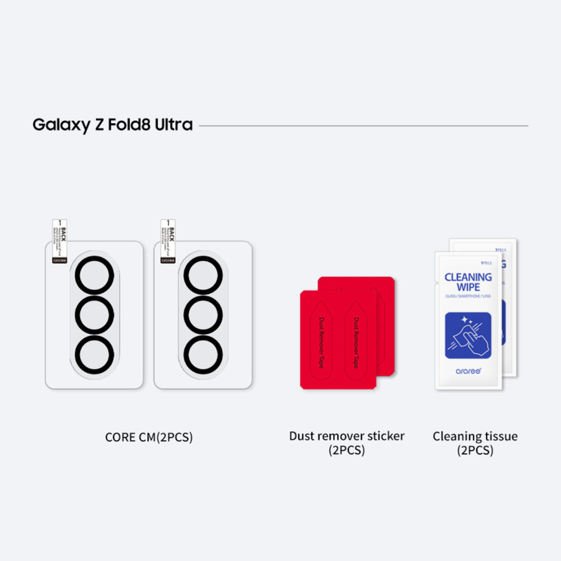 Araree Core Camera Protector For Samsung Galaxy Z Fold 8 Ultra - Clear / Pack of 2
