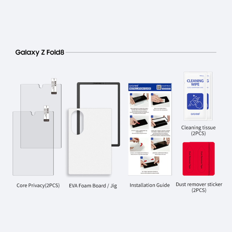 Araree Core Glass Screen Protector For Samsung Galaxy Z Fold 8 - Clear / Pack Of 2