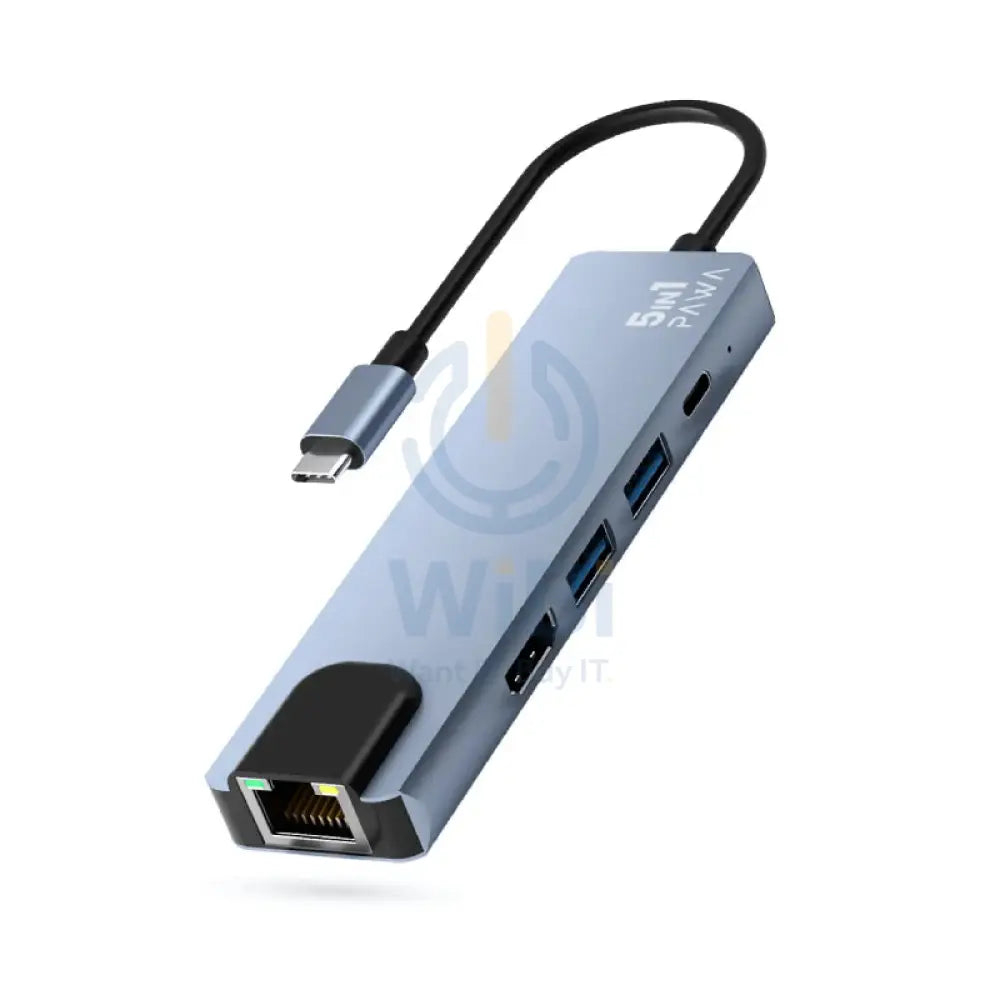 Pawa 5 in1 USB-C HUB With 4K HDMI - Grey Accessories > USB Hub
