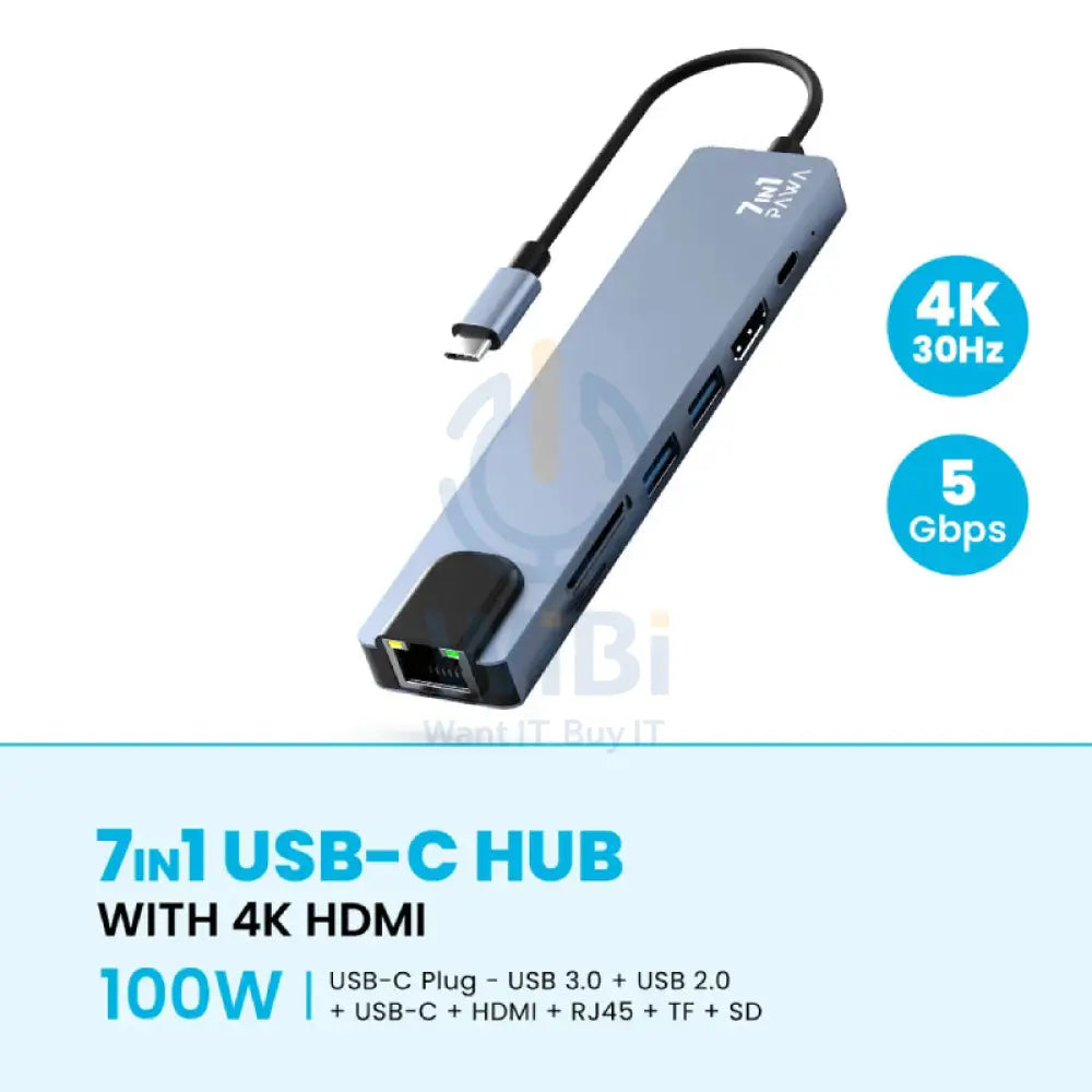 باوا 7 في 1 يو اس بي موزع مع 4K إتش دي إم أي  رمادي اكسسوارات > يو اس بي موزع