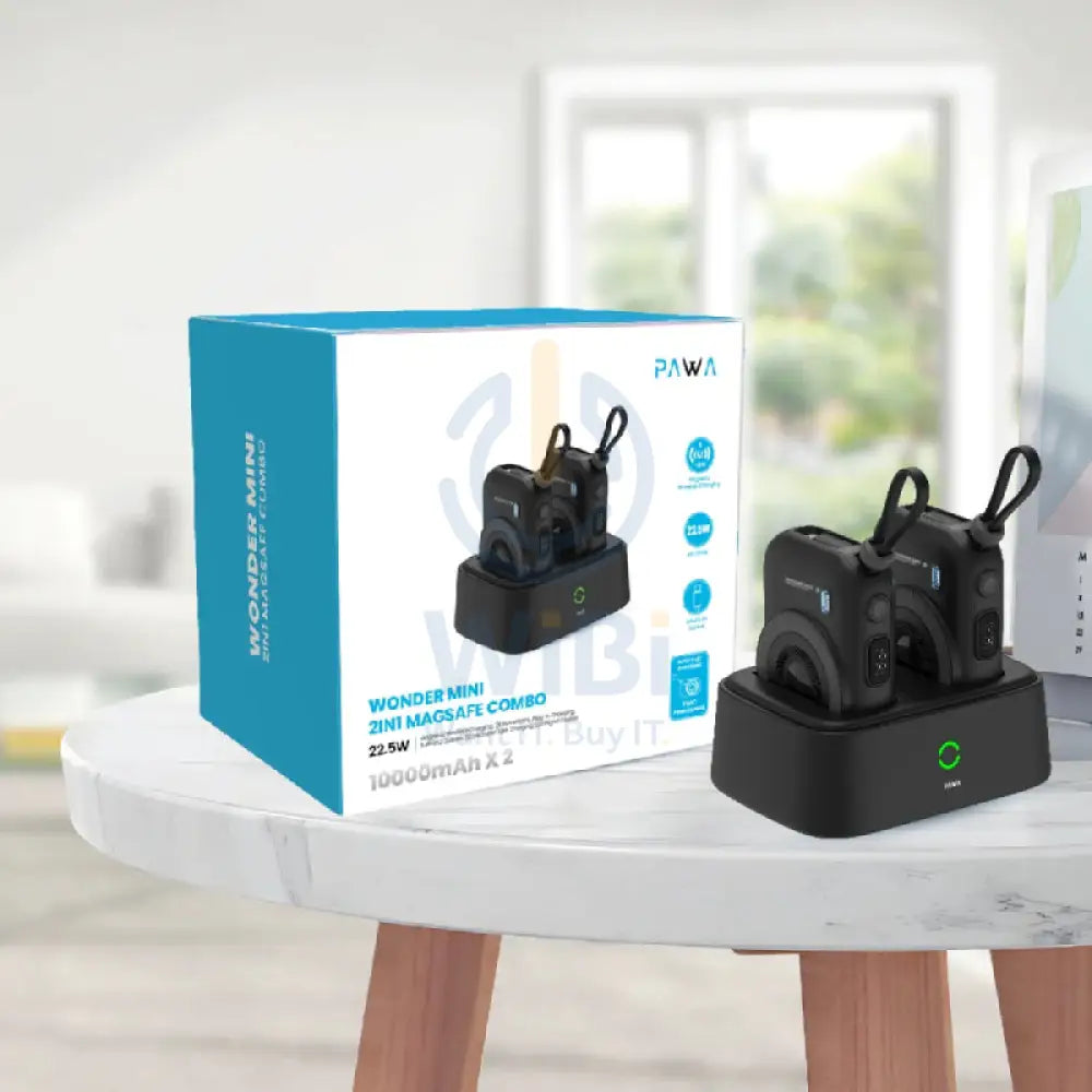 Pawa Wonder Mini 2-in-1 MagSafe Combo - 10000mAh / Black Accessories > Power Bank