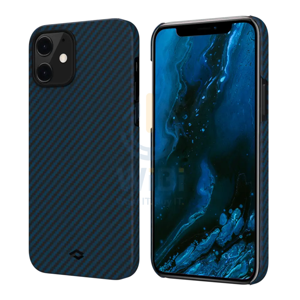 Pitaka iPhone 12 MagEZ Case - Blue Karbon - Black/Blue Twill Accessories > Mobiles & Tablets > Mobiles
