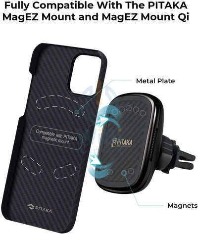 Pitaka iPhone 12 MagEZ Case Karbon - Black/Grey Twill Accessories > Mobiles & Tablets > Mobiles > Covers & Cases