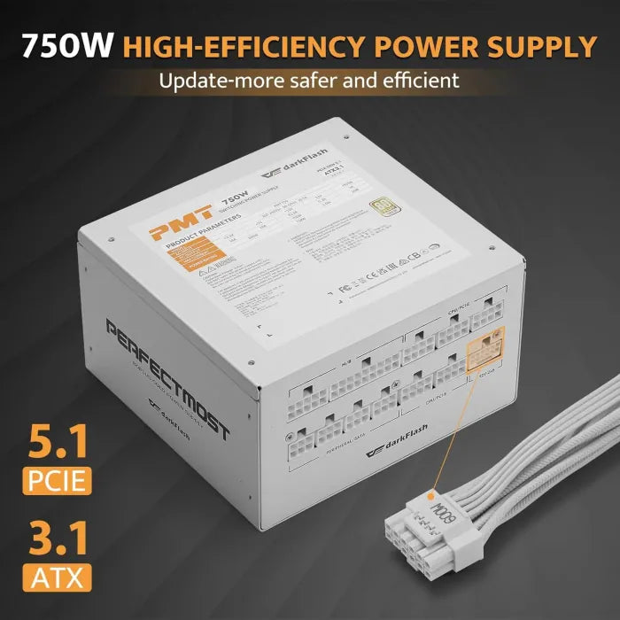 Darkflash PMT750 Gold Modular Power Supply - 750W / White