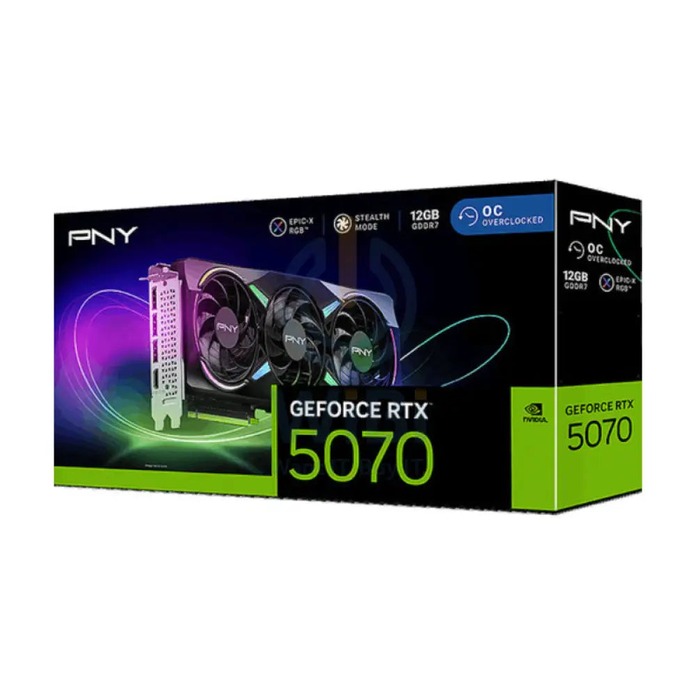 بطاقة الرسومات  PNY NVIDIA GeForce RTX 5070 ARGB EPIC-X RGB OC ذات المروحة الثلاثية بطاقة الرسومات  12 جيجابايت  GDDR7 /بت  PCIe 5.0