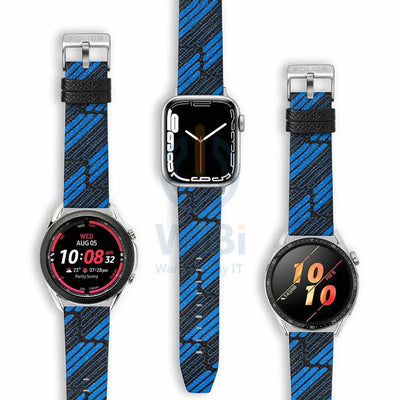 Police Mono Apple Watch 38/40/41mm Smart Watch 20mm Leather Strap - Blue Accessories > Smart Watches