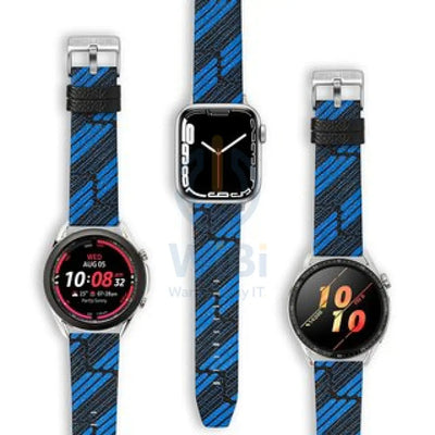 Police Mono Apple Watch Ultra/45/44/42mm Smart Watch 22mm Leather Strap - Blue Accessories > Smart Watches