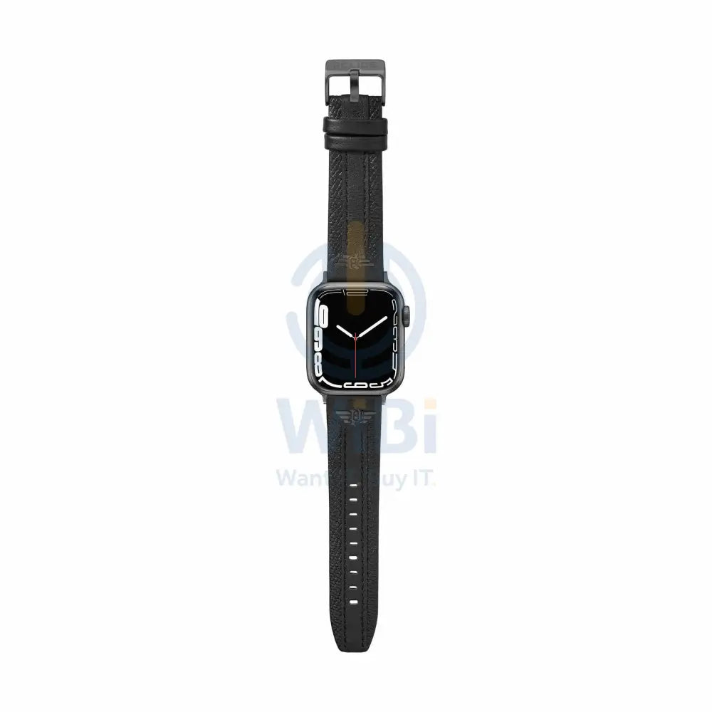 Police Wings Apple Watch Ultra/45/44/42mm Smart Watch 22mm Leather Gun Strap - Black Accessories > Smart Watches