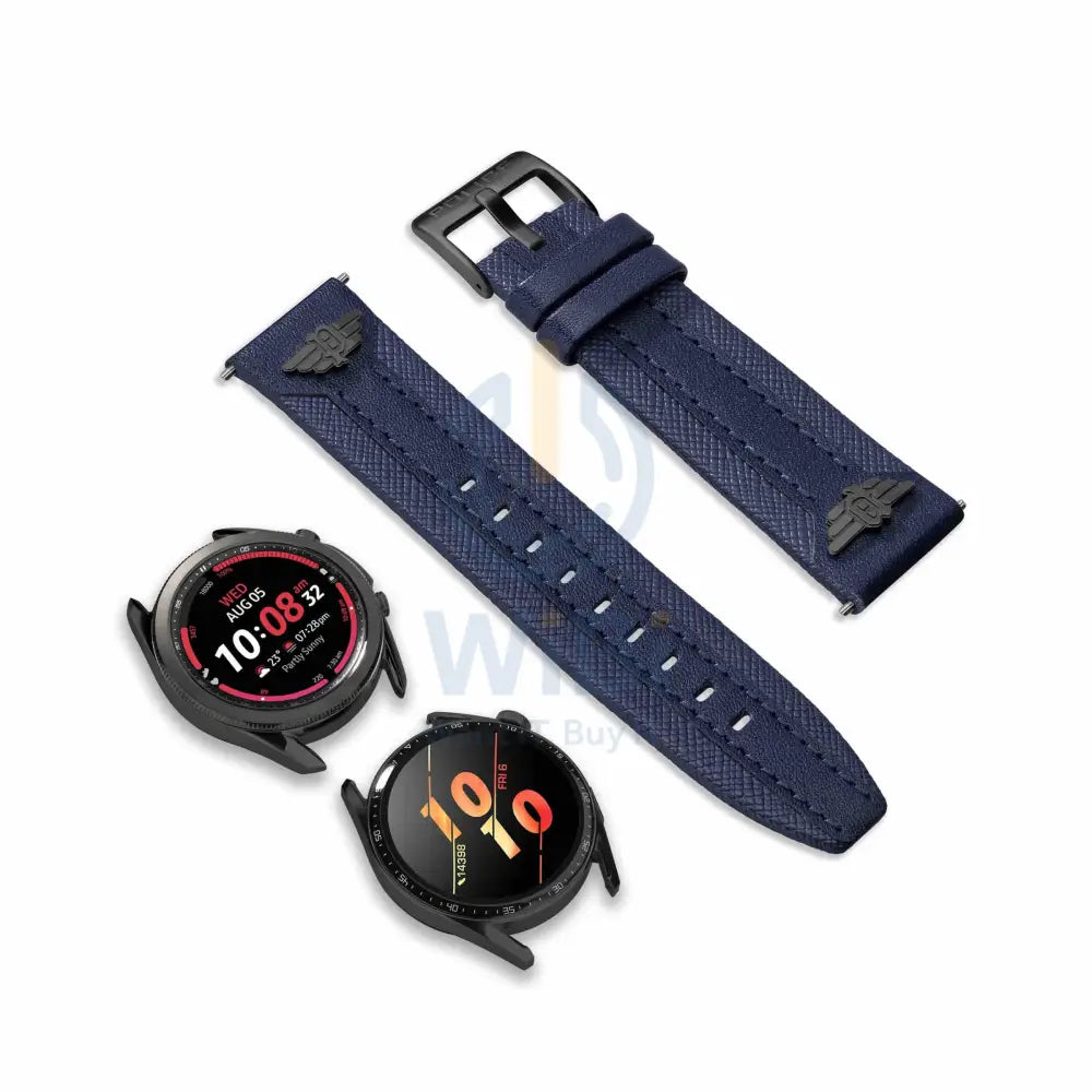 Police Wings Apple Watch Ultra/45/44/42mm Smart Watch 22mm Leather Gun Strap - Blue Accessories > Smart Watches