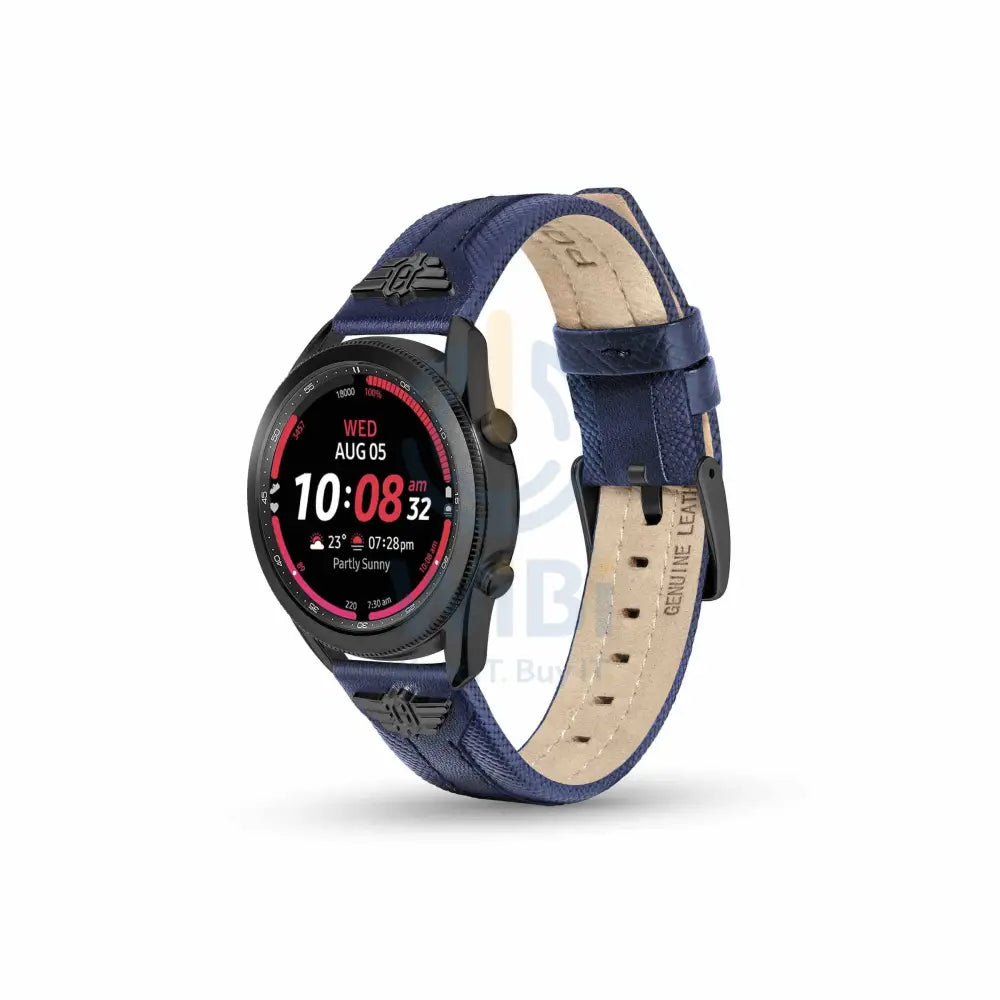 Police Wings Apple Watch Ultra/45/44/42mm Smart Watch 22mm Leather Gun Strap - Blue Accessories > Smart Watches