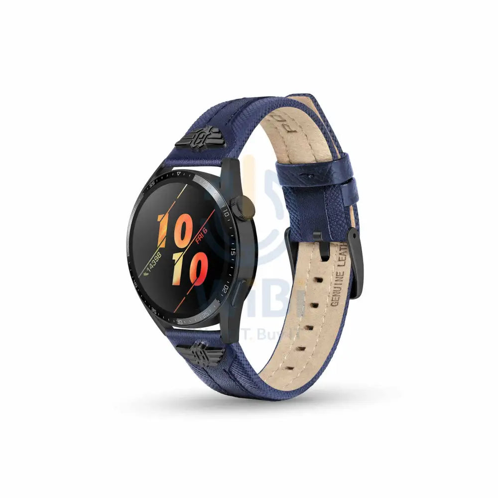 Police Wings Apple Watch Ultra/45/44/42mm Smart Watch 22mm Leather Gun Strap - Blue Accessories > Smart Watches