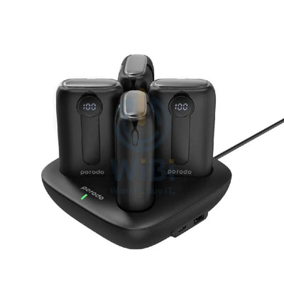 Porodo 4 Power Bank Station Lightning & Type-C Integrated Cable - 10000mAh / Black Accessories > Power Bank