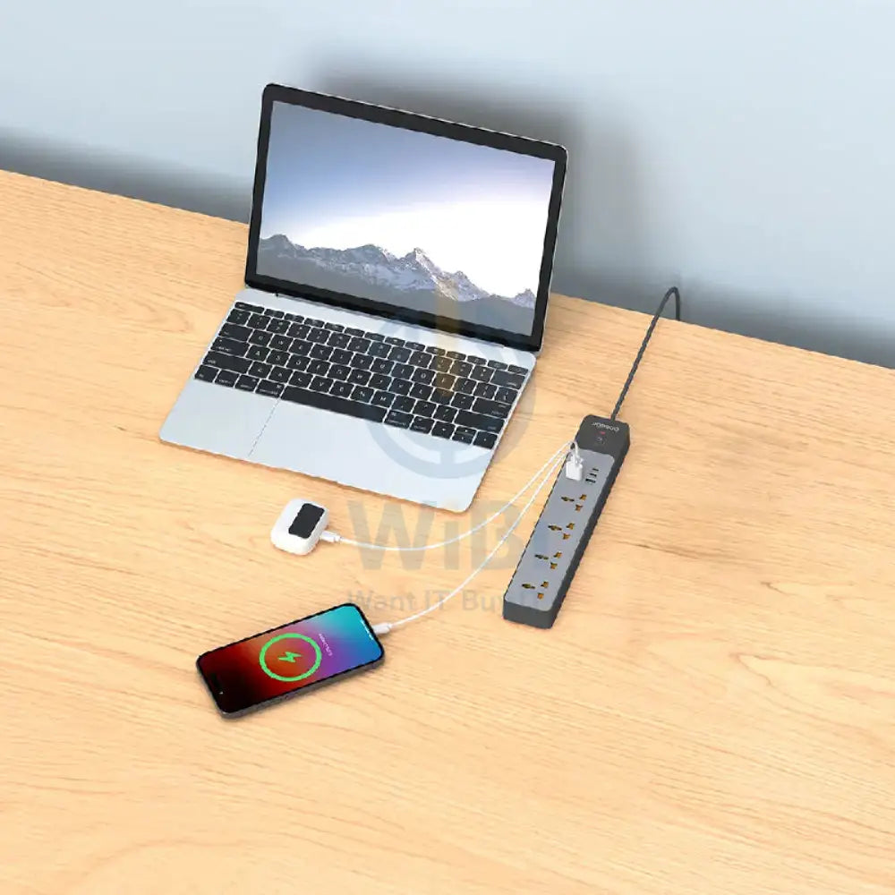 Porodo 4AC 65W 3000W Power Strip - 3M UK Plug / USB-C / USB-A / Black Accessories > Power > Power Protection > Surge