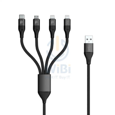 Porodo 4in1 Aluminum Braided Fast Charge Cable (1.2m/4ft) - Black Accessories > Cables & Converters > Cables