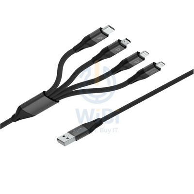 Porodo 4in1 Aluminum Braided Fast Charge Cable (1.2m/4ft) - Black Accessories > Cables & Converters > Cables