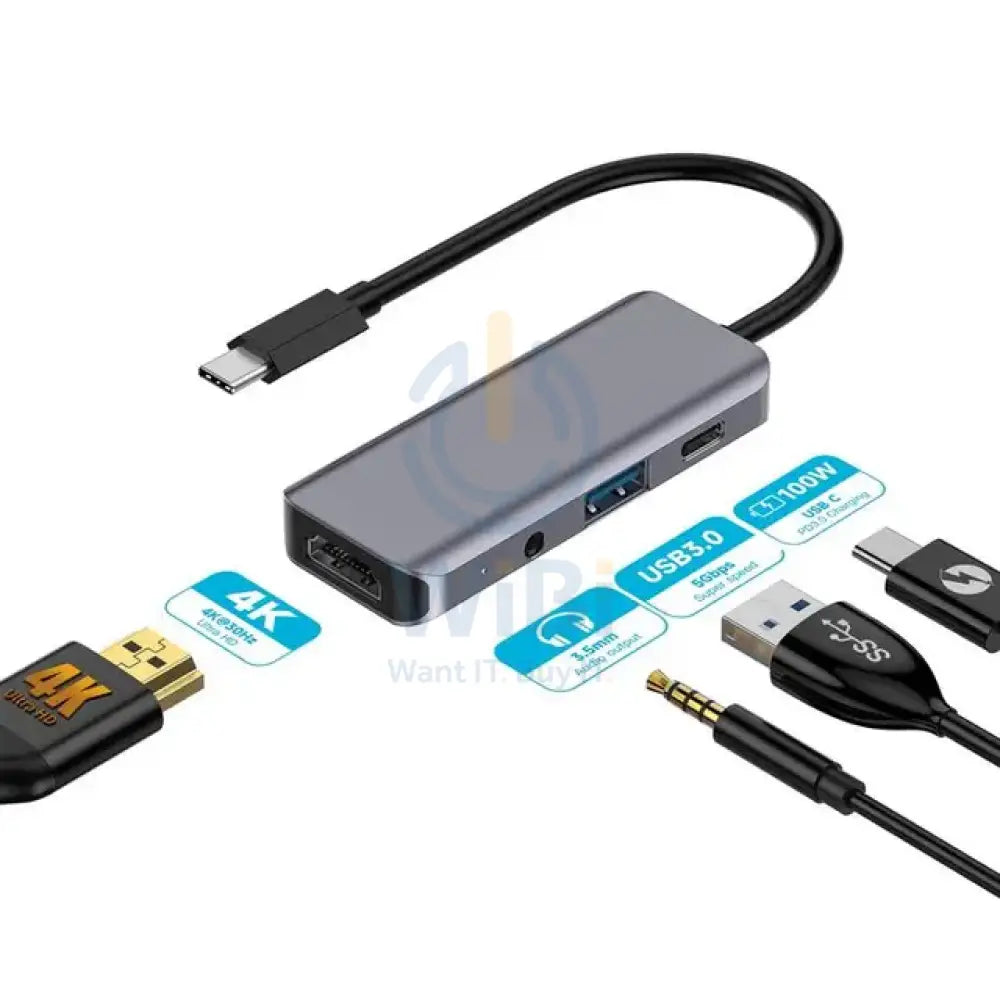 Porodo 4in1 HDMI 4K USB-C Hub Accessories > Cables & Converters > Cables > Offer Zone