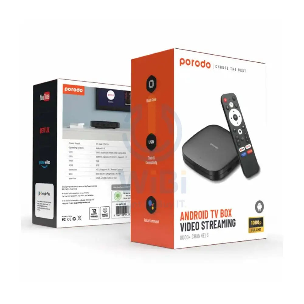 Porodo Android Video Streaming / TV Box - Black Accessories > Smart Devices