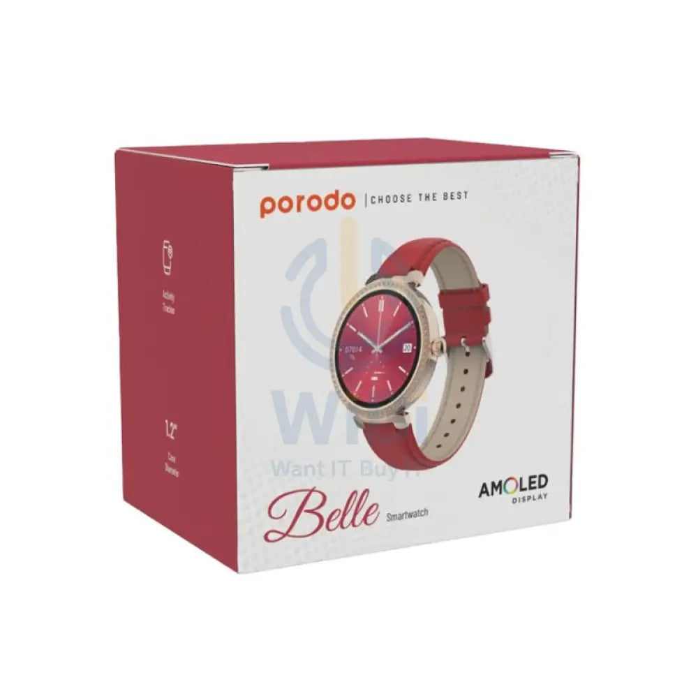 Porodo Belle Smart Watch - 1.19’’ AMOLED / Bluetooth / Red Smart Watches
