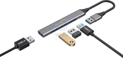Porodo Blue 4 in1 USB-A Hub to 1 x USB-A 3.0 5Gbps and 3 x USB- A 2.0 480Mbps - Black Accessories > USB Hub