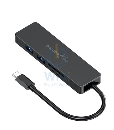 Porodo Blue 5 in 1 USB-C Hub HDMI USB SD MicroSD - Black Accessories > USB Hub > Offer Zone