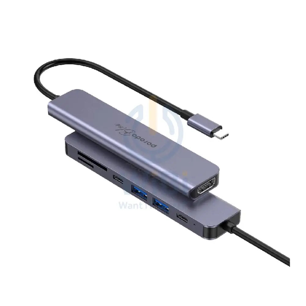 Porodo Blue 7 In 1 Hub - HDMI / 2xUSB-A / 2xUSB-C / SD MicroSD / Grey ...