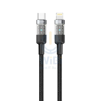 Porodo Braided Fast Charging Data Cable - 1.2M / Type-C / Lightning / 30W / Black Accessories > Cables & Converters >