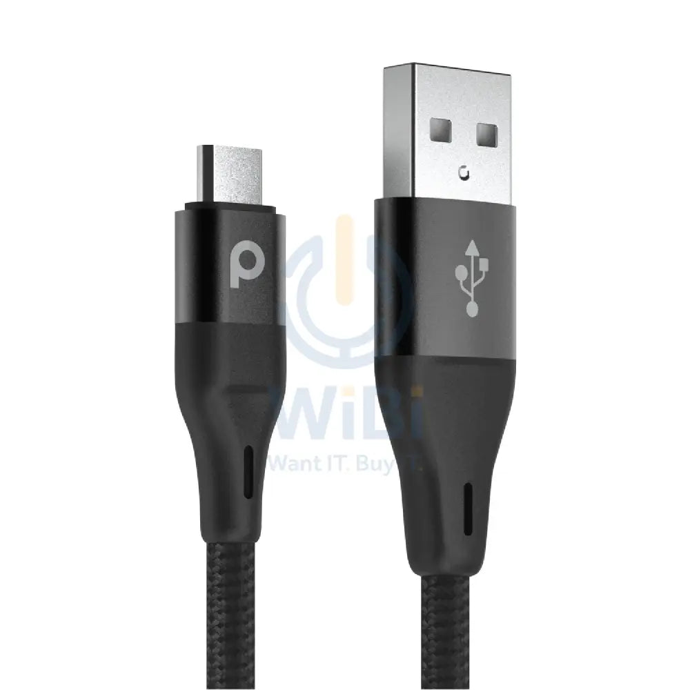 Porodo Braided USB-A to Type-C (3A 1.2m) - Black Accessories > Cables & Converters > Cables