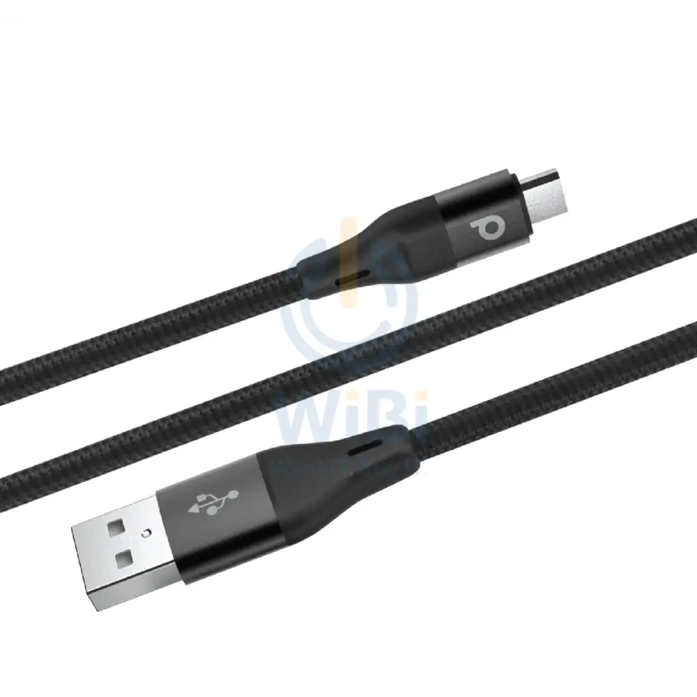 Porodo Braided USB-A to Type-C (3A 1.2m) - Black Accessories > Cables & Converters > Cables