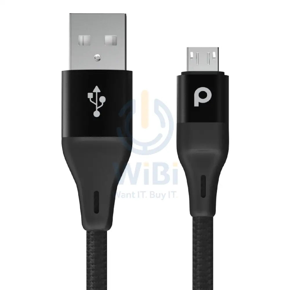 Porodo Braided USB-A to Type-C (3A 1.2m) - Black Accessories > Cables & Converters > Cables