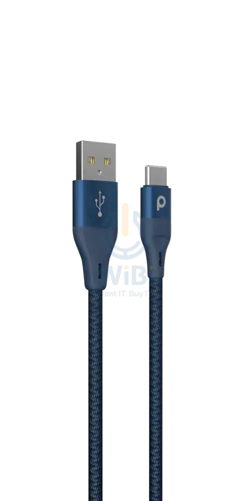 Porodo Braided USB-A to Type-C (3A 1.2m) - Blue Accessories > Cables & Converters > Cables