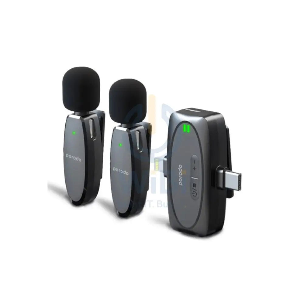 Porodo Dual Lavalier Microphone & Charging Case - Black Accessories > Audio > Microphone