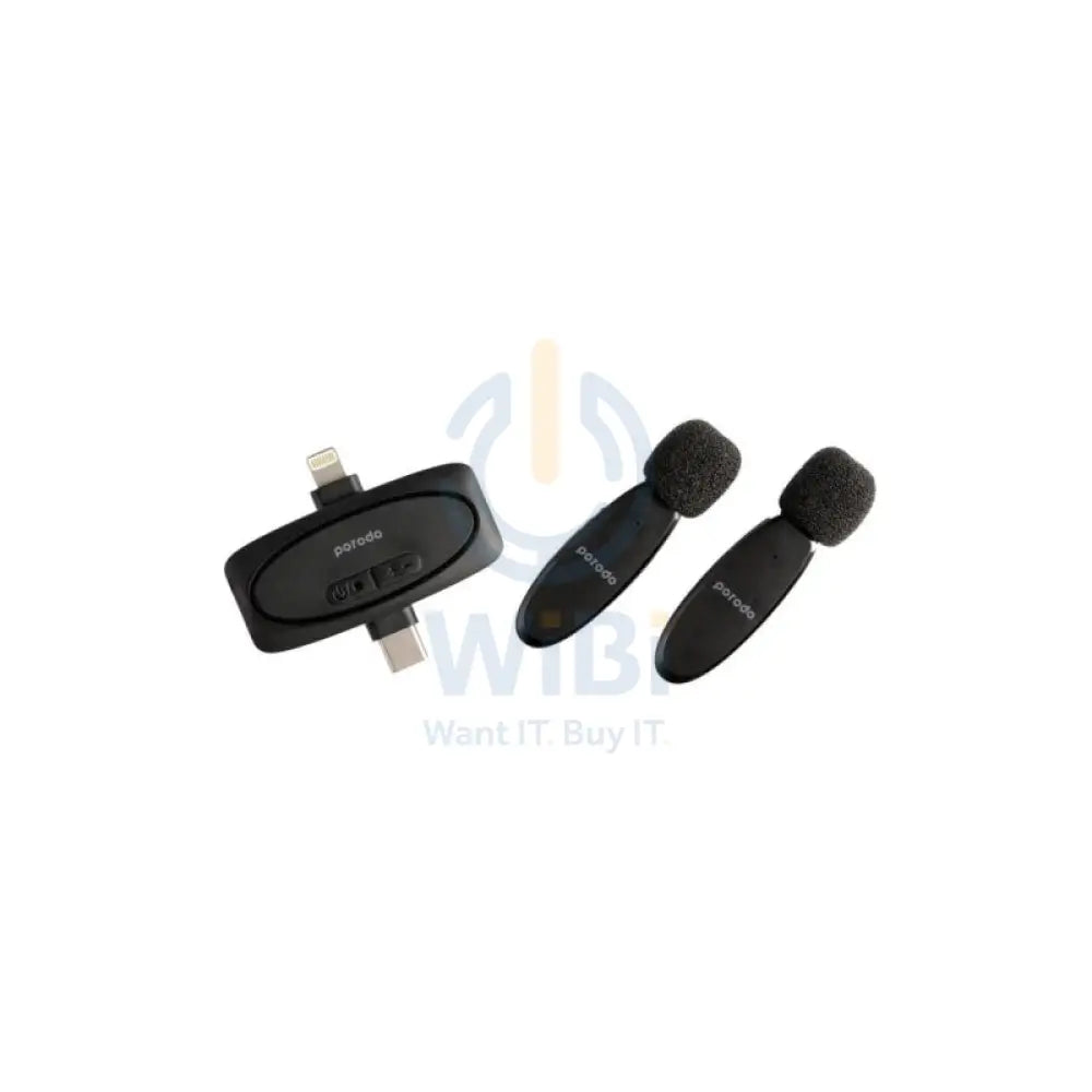 Porodo Dual Lavalier Microphone & Charging Case - Black Accessories > Audio > Microphone
