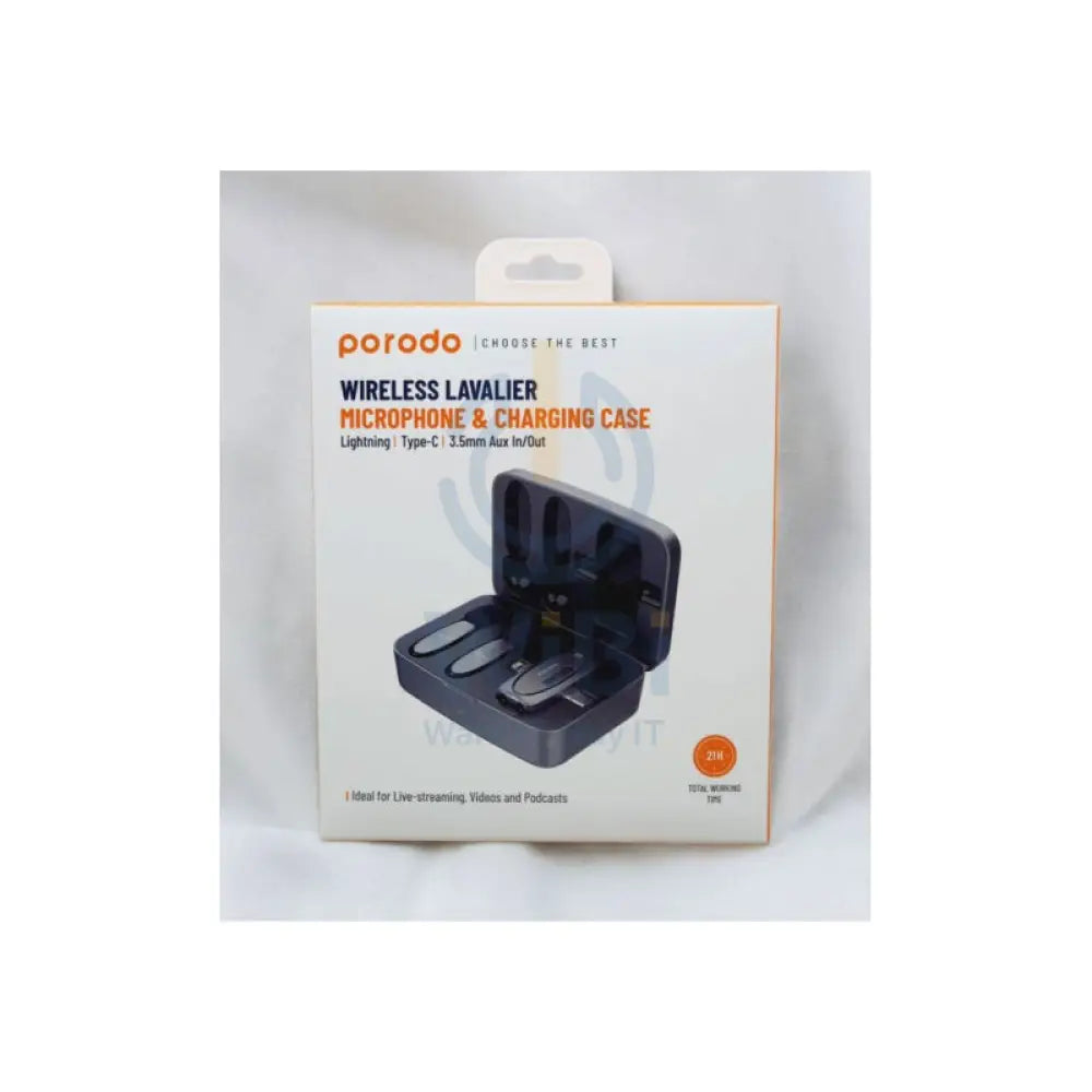 Porodo Dual Lavalier Microphone & Charging Case - Black Accessories > Audio > Microphone