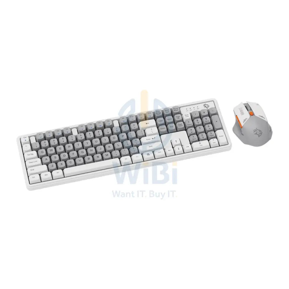 Porodo Gaming Wireless Keyboard Mouse Set - 2.4 GHz / 104 Keys / 1600 DPI / Arabic/English - White / B Accessories >