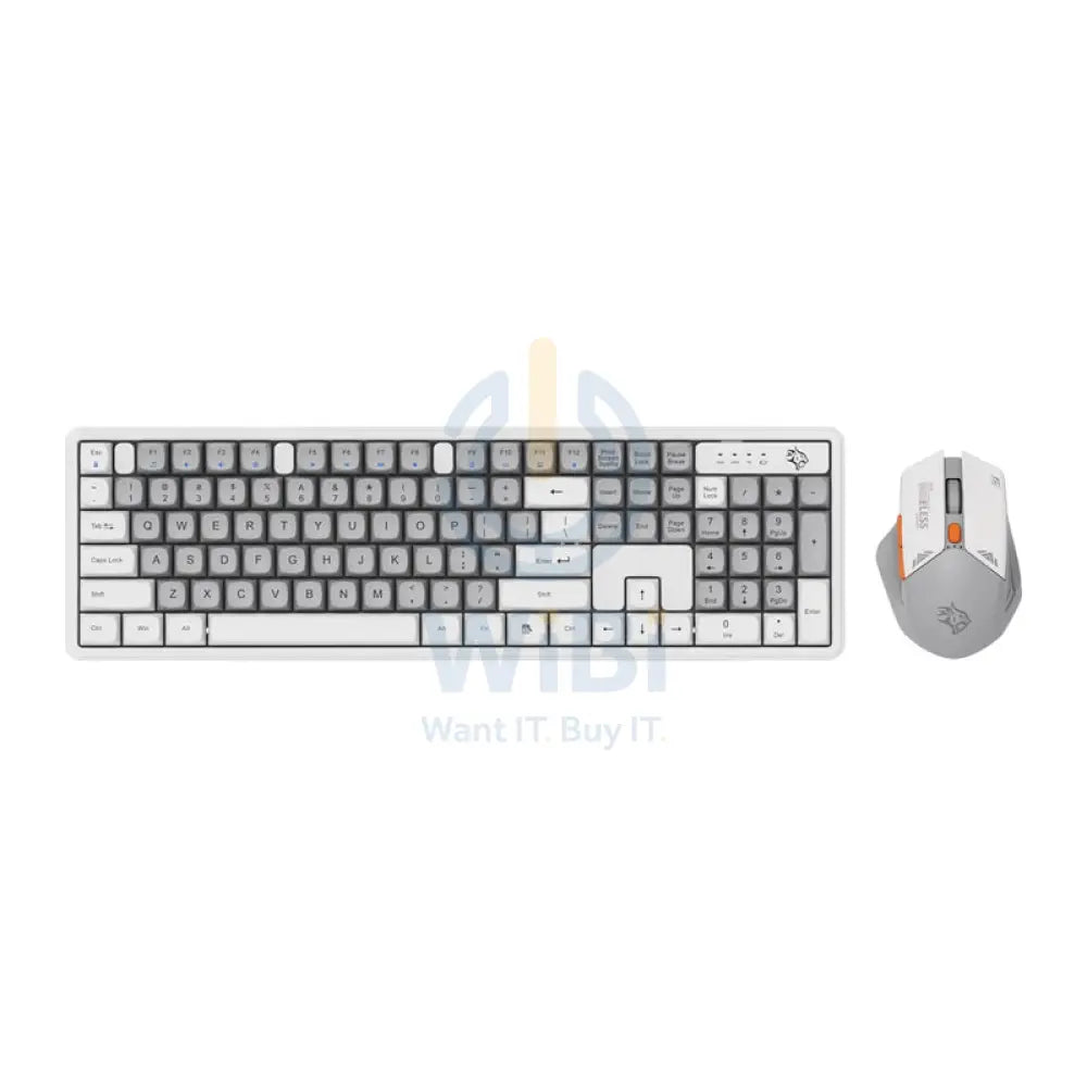 Porodo Gaming Wireless Keyboard Mouse Set - 2.4 GHz / 104 Keys / 1600 DPI / Arabic/English - White / B Accessories >