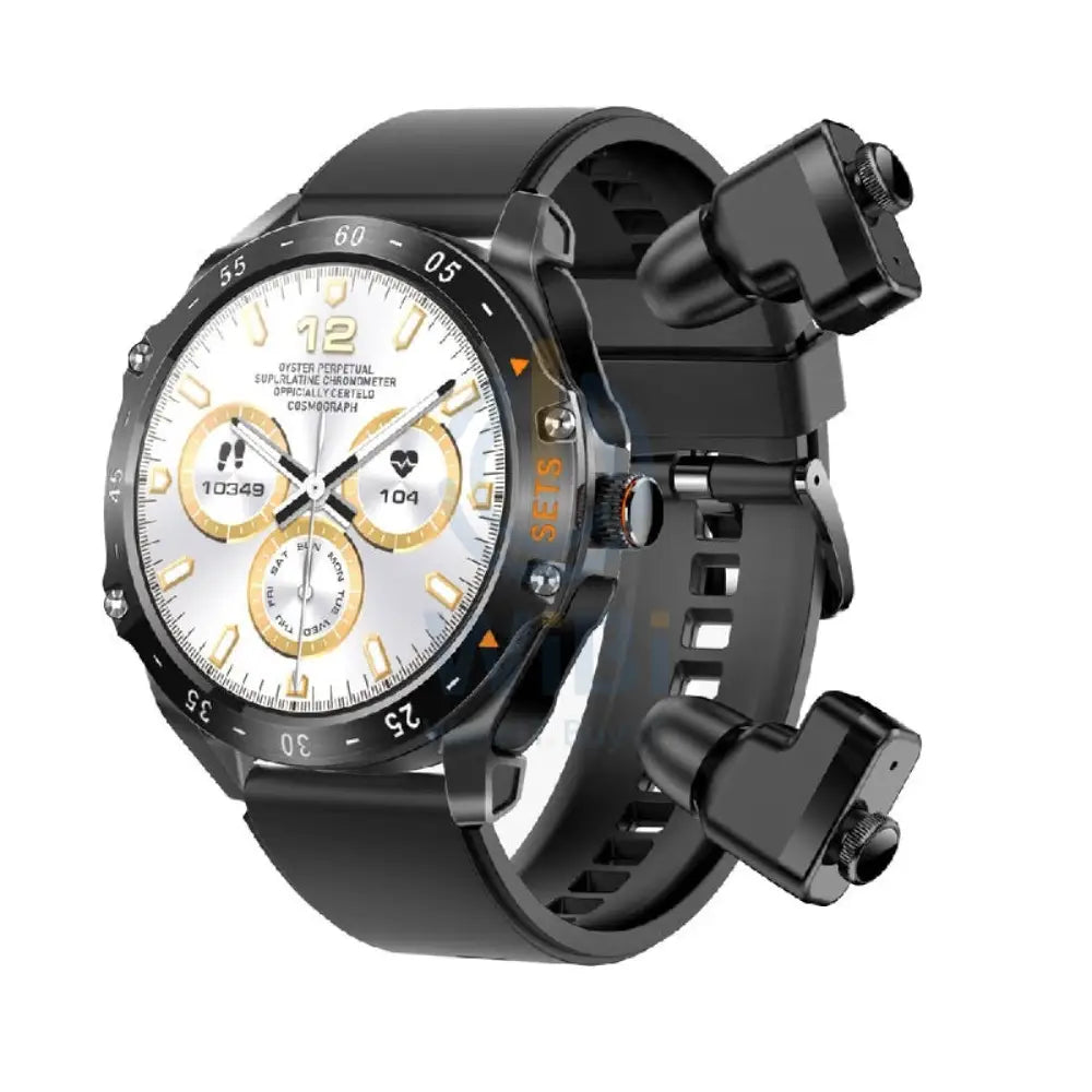 Porodo Hype Smartwatch With Earbuds - 400mAh / Black Smart Watches