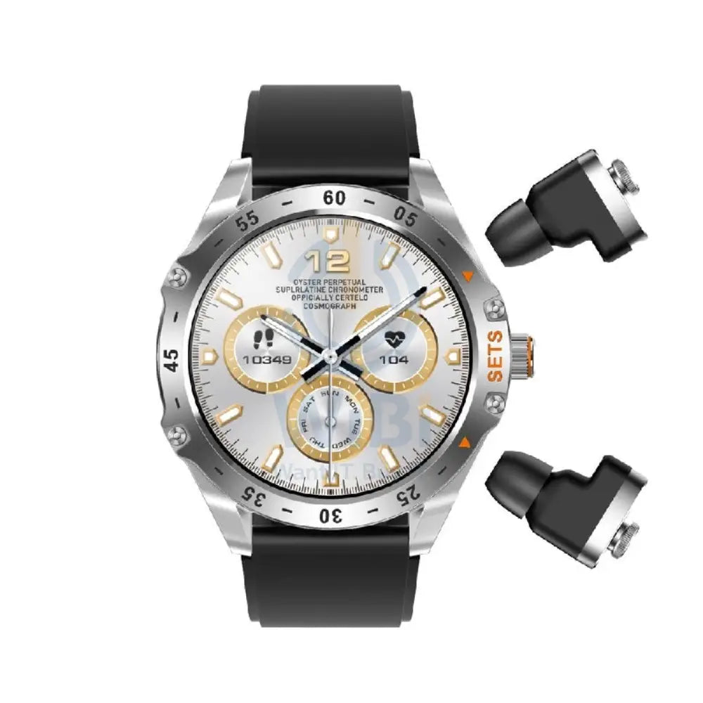 Porodo Hype Smartwatch With Earbuds - 400mAh / Silver Smart Watches