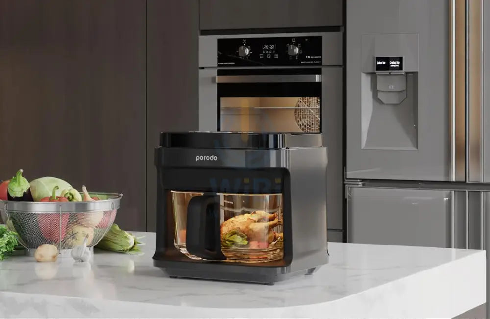 Porodo Lifestyle 5.5L Capacity Full Glass Air Fryer Cooked Perfectly With Advanced Heat Circulation - Black Accessories